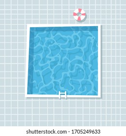 Hand drawn summer illustration luxury pool. Actual tropical vector background. Artistic cartoon drawing water texture. Creative  Relax Vibes art work