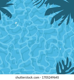 Handgezeichneter Luxuspool für Sommerillustrationen. Tatsächlicher tropischer Vektorillustration-Hintergrund. Künstlerische Cartoon Zeichnen Wasser-Textur. Creative Relax Vibes Kunstwerk