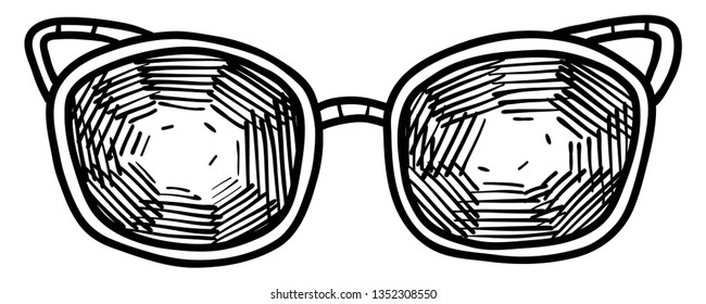 Hand drawn summer illustration sketch style Sunglasses icon. Simple Doodle vector icon for web design isolated on white background