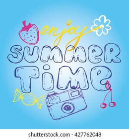 Hand drawn summer  illustration. Vector illustration.
