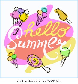 Hand drawn summer  illustration. Vector illustration.