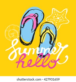 Hand drawn summer  illustration. Vector illustration.