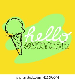 Hand drawn summer  illustration. Vector illustration.