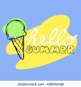 Hand drawn summer  illustration. Vector illustration.