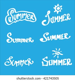 hand drawn summer label . vector doodle style summer icon