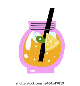 Hand drawn summer lemonade. Trendy design for summer beach party invitation, bar menu. Vector illustration.