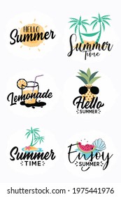 Hand drawn summer logo vector graphic.