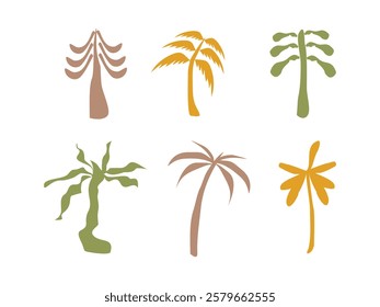 hand drawn summer palms design vector illustration on transparent background