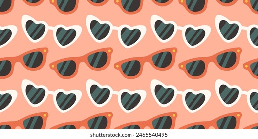 Hand drawn summer pattern with sunglasses, seamless pattern for fabric, textiles, wrapping paper, cover, banner