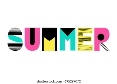 Hand Drawn Summer phrase Summer in trendy cutout style