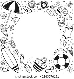 Hand drawn summer poster. Sea and ocean design template. Vector card templates.