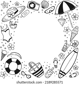 Hand drawn summer poster. Sea and ocean design template. Vector card templates.