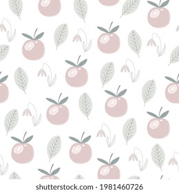 Hand drawn summer print with Cherry. Vector Cherry print for fabric or wallpaper. 