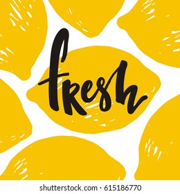 Hand Drawn summer print with lemon and Lettering