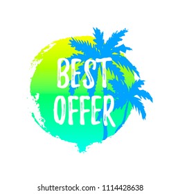 Hand drawn summer sale label. Design element for sale, fashion, banner, web, invitation, card. Space for text. Best offer.