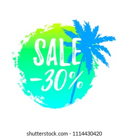 Hand drawn summer sale label. Design element for sale, fashion, banner, web, invitation, card. Space for text. Sale – 30%.