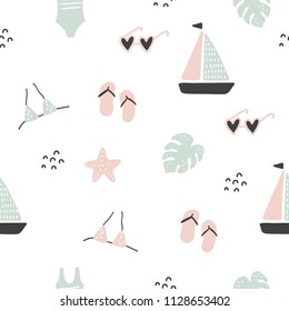 Hand drawn summer seamless pattern