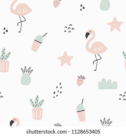 Hand drawn summer seamless pattern