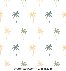 Hand drawn summer seamless pattern with palm trees. Vector illustration