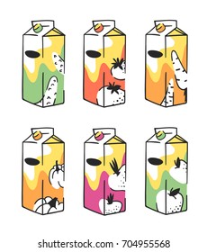 Hand drawn summer set juice pack. Vector artistic illustration tomato, carrot, cucumber, pumpkin, apple, beetroot drinks