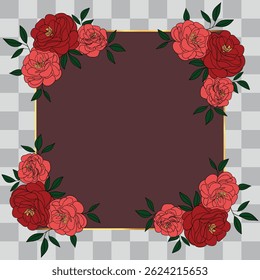 Hand drawn summer spring blooming flowers bouquet roses elements for design decoration frame