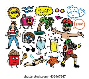 hand drawn summer themed 