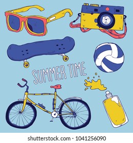 Hand drawn summer time collection in vector