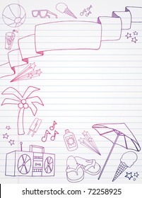 Hand drawn summer time doodles. Room for text.