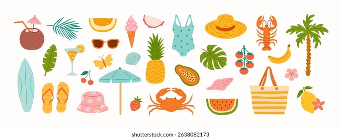 Hand drawn summer vacation beach doodle illustration