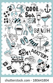 Hand drawn summer vacation set 