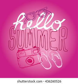 Hand drawn summer vector banner.  Vector illustration