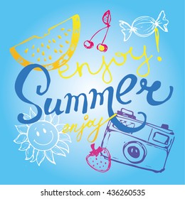 Hand drawn summer vector banner. Vector illustration