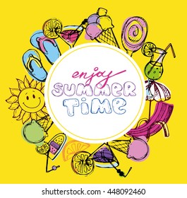 Hand drawn summer vector banner. Vector illustration
