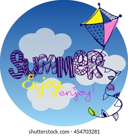 Hand drawn summer vector banner. Summer vector illustration 
Summer time background with text - illustration. 