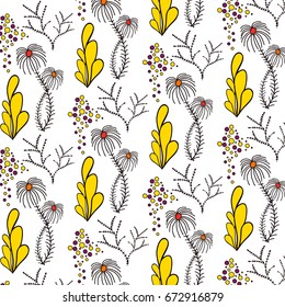 Hand drawn summer vector colorful pattern. Summer, marine and vacation symbols background fabric design