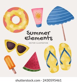 Hand drawn summer vector elements