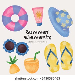 Hand drawn summer vector elements