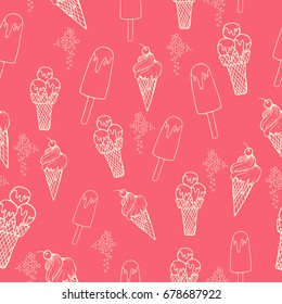 Hand drawn summer vector seamless pattern. Summer, marine and vacation symbols background fabric design

