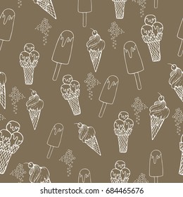 Hand drawn summer vector seamless pattern. Summer, marine and vacation symbols background fabric design
