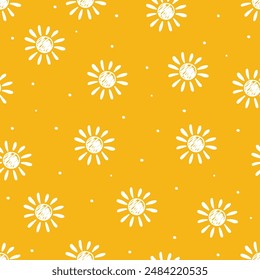Hand drawn sun background. Summer texture. Vector illustration