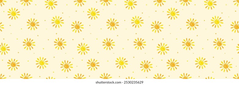 Handgezeichneter Sonnenhintergrund. Sommertextur. Banner. Vektorgrafik