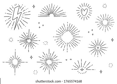 Hand Drawn Sun Burst Doodle Isolated On White