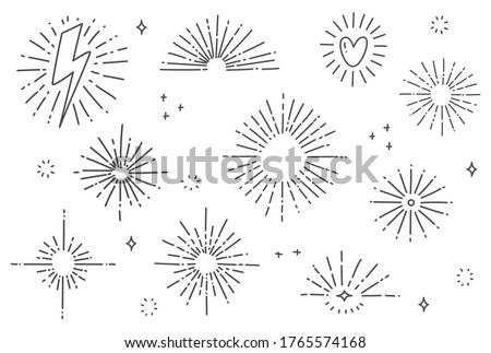 hand drawn sun burst doodle isolated on white