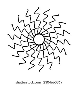 Hand drawn sun burst splash in vintage style on white background