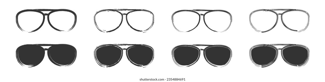 Hand drawn sun glasses icon. Vector illustration.