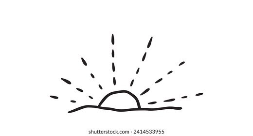 Hand drawn sun icon. Doodle kids drawing element. Vector illustration isolated on white background.