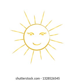 Hand drawn sun icon, vector
