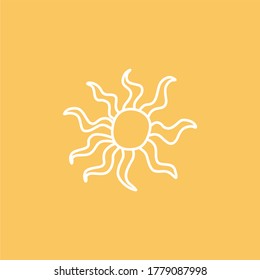 Hand drawn sun icon. Vector illustration of the sun with wavy rays