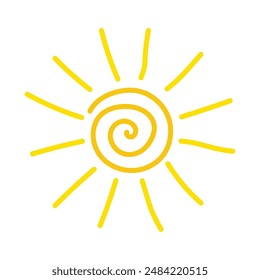 Hand drawn sun icon. Vector illustration
