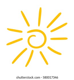 Hand drawn sun icon. Vector illustration isolated on white background.